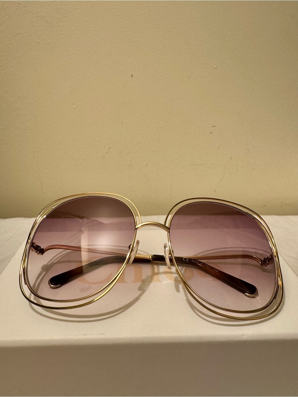 AUTHENTIC Chloé Carlina Oversized Gold Sunglasses CE126S Made in Italy - Picture 6 of 12